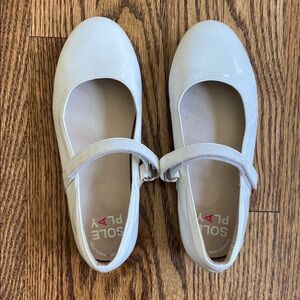 Shiny white Sole Play velcro strap Mary Jane’s, size 13. Great condition